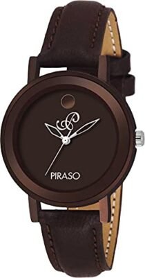 PIRASO Brown Dial & Brown Leather strap Analog Watch For Women-52 BROWN