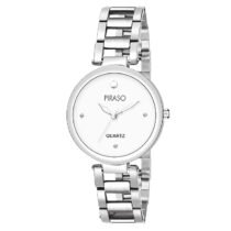 Piraso Analog White Dial & Silver Chain Watch For Women-2266-WH-CK