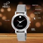 Stunning Black Dial with Silver Mesh Band Watch for Women Girls