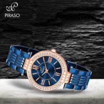 DIAMONDED Studded CASE - Blue DIAL - Blue Bracelet Chain