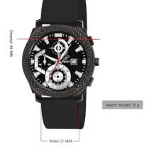 Analog Watch Date Display Black DIAL and Black Silicone Strap Watch for Men
