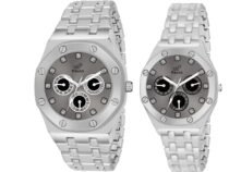 PIRASO Analog Pack of 2 Silver Watches For Men & Women-NK HUB-LOT 2026 SILVER COMBO MEN & WOMEN