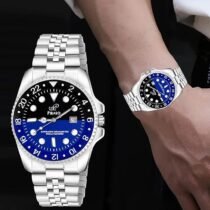 Two Tone Dial and Silver Chain Analog Watch for Men & Boy