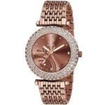 PIRASO Coffee Zuperia Diamond Studded Analog Watch for Women-DB 309 COFFEE