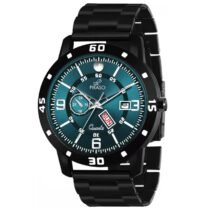 PIRASO ANALOG DAY & DATE BLUE DIAL BLACK CHAIN WATCH FOR MEN-D&D F95 BLUE BLACK