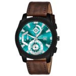 PIRASO ANALOG TURQUOISE DIAL AND BROWN STRAP WATCH FOR MEN-972 ADIFI TURQUOISE BROWN STRAP