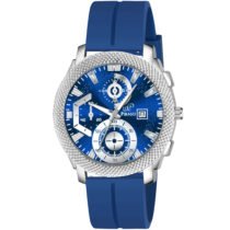 Piraso Blue Date Dial With Blue Silicone Strap Analog Watch For Men -973 ADIFI SILVER BLUE SILICONE STRAP