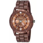 PIRASO ANALOG DAY & DATE BROWN DIAL & BROWN MESH STRAP WATCH FOR MEN-D&D F95 BROWN MESH DESIGNER