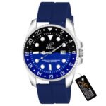 PIRASO ANALOG TWO TONE DIAL & BLUE SILICONE STRAP WATCH FOR MEN-ROL-X OG BLACK & BLUE(SILICON STRAP)
