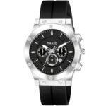Piraso Black Date Dial & Black Silicone Magnetic Lock Strap Analog Watch For Men-HUB 2022 SILVER BLACK SILICONE MAGNETIC STRAP