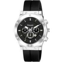 Piraso Black Date Dial & Black Silicone Magnetic Lock Strap Analog Watch For Men-HUB 2022 SILVER BLACK SILICONE MAGNETIC STRAP