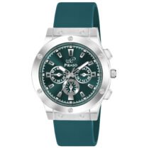 Piraso Turquoise Dial & Turquoise Silicone Strap Analog Watch For Men-HUB 8905 SILVER TURQUOISE SILICONE STRAP