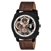 PIRASO ANALOG BLACK DIAL AND BROWN STRAP WATCH FOR MEN-972 2025 BLACK BROWN STRAP