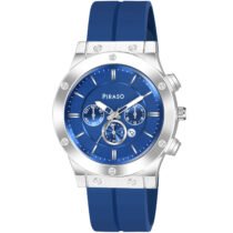 Piraso Blue Date Dial & Blue Silicone Magnetic Lock Strap Analog Watch For Men-HUB 2022 SILVER BLUE MAGNETIC STRAP