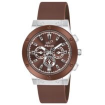 Piraso Brown Dial & Brown Silicone Strap Analog Watch For Men-HUB 8905 SILVER & BROWN SILICONE STRAP