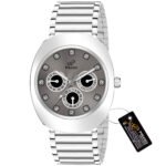 PIRASO Diamond Silver Dial & Silver Chain Analog Watch for Men-RA-DO 2026 SILVER