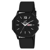 PIRASO Black Square Dial & Black Silicone Strap Watch For Men-PS3027 BLACK SILICONE STRAP