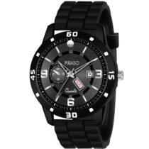 PIRASO ANALOG DAY & DATE BLACK DIAL & BLACK MESH STRAP WATCH FOR MEN-D&D F95 BLACK MESH DESIGNER