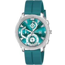 Piraso Turquoise Date Dial With Turquoise Silicone Strap Analog Watch For Men-973 ADIFI SILVER TURQUOISE SILICONE STRAP