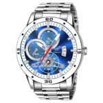 PIRASO ANALOG DATE BLUE DIAL & SILVER CHAIN WATCH FOR MEN-D&D 2025 BLUE SILVER CHAIN