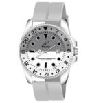 PIRASO ANALOG TWO TONE DIAL & GREY SILICONE STRAP WATCH FOR MEN-ROL-X OG WHITE& GREY(SILICON STRAP)