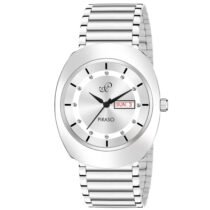 PIRASO DATE SILVER DIAL & SILVER CHAIN ANALOG WATCH FOR MEN-RA-DO C27 SILVER