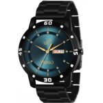 PIRASO ANALOG DAY & DATE BLUE DIAL & BLACK CHAIN WATCH FOR MEN-D&D F92 BLUE-BLACK