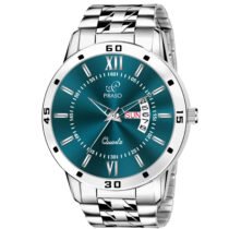 PIRASO ANALOG DAY & DATE TURQUOISE DIAL & SILVER CHAIN WATCH FOR MEN-2047-TURQUOISE