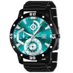 PIRASO ANALOG DATE TURQUOISE DIAL & BLACK CHAIN WATCH FOR MEN-D&D ADI TURQUOISE BLACK CHAIN