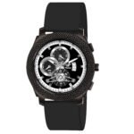 Piraso Black Date Dial Analog Watch With Black Silicone Strap Watch For Men-972 2025 BLACK SILICONE STRAP