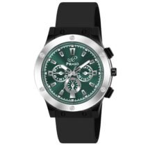 Piraso Turquoise Dial & Black Silicone Strap Analog Watch For Men-HUB 8905 TURQUOISE SILVER BLACK SILICONE STRAP