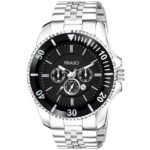 Piraso Chrono Date Black Dial And Silver Chain Analog Watch for Men-ROL-X 2022 BLACK SILVER