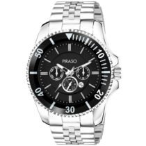 Piraso Chrono Date Black Dial And Silver Chain Analog Watch for Men-ROL-X 2022 BLACK SILVER