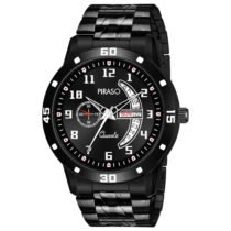 PIRASO Day & Date Black Dial & Black Chain Analog Watch For Men-PR2727 FULL BLACK