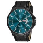 PIRASO ANALOG DAY & DATE TURQUOISE DIAL & BLACK STRAP WATCH FOR MEN-2047-TURQUOISE BLACK STRAP