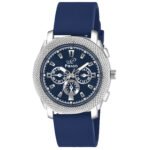 Piraso Blue Dial & Blue Silicone Strap Analog Watch For Men-973 8905 SILVER BLUE SILICONE STRAP