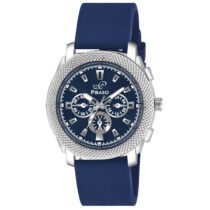 Piraso Blue Dial & Blue Silicone Strap Analog Watch For Men-973 8905 SILVER BLUE SILICONE STRAP