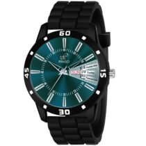 PIRASO ANALOG DAY & DATE TURQUOISE DIAL & BLACK STRAP WATCH FOR MEN-2038-TURQUOISE BLACK MESH
