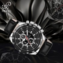 PIRASO Analog Black Dial with Black Strap Watch for Men-RSSL 2020 BLACK SILVER (STRAP)