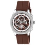 Piraso Brown Date Dial With Brown Silicone Strap Analog Watch For Men-973 2025 SILVER BROWN SILICONE STRAP