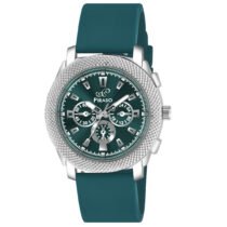 Piraso Turquoise Dial & Turquoise Silicone Strap Analog Watch For Men-973 8905 SILVER TURQUOISE SILICONE STRAP