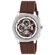 Piraso Brown Date Dial With Brown Silicone Strap Analog Watch For Men-973 2025 SILVER BROWN SILICONE STRAP