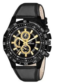 PIRASO Analog Golden Black Dial & Black Strap Watch for Men-RSSL 2020 GOLDEN BLACK STRAP