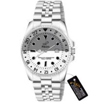 Piraso Two Tone Grey & White Dial And Silver Chain Analog Watch for Men-ROL-X OG GREY & WHITE