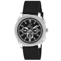 Piraso Black Dial & Black Silicone Strap Analog Watch For Men-973 8905 SILVER BLACK SILICONE STRAP