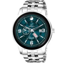 PIRASO Day & Date Blue Dial & Silver Chain Analog Watch For Men-D&D C19 BLUE SILVER BLACK