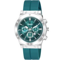 Piraso Turquoise Date Dial &Turquoise Silicone Magnetic Lock Strap Watch For Men-HUB 2022 SILVER TURQUOISE MAGNETIC STRAP