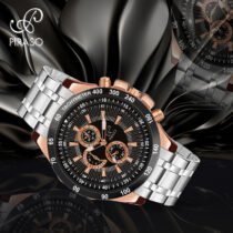 PIRASO Analog Black Copper Dial with Silver Heavy Chain Watch for Men-RSSL 2020 BLACK SILVER COPER