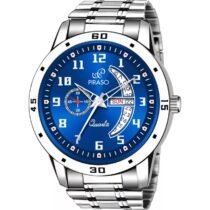 PIRASO Day & Date Blue Dial & Stainless Steel Chain Analog Watch For Men-PR2727 BLUE