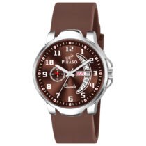 PIRASO ANALOG BROWN DIAL & BROWN SILICONE STRAP WATCH FOR MEN-D&D P95427 BROWN SILICONE STRAP